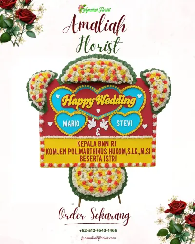 Karangan Papan Bunga Pernikahan di Girimoyo
